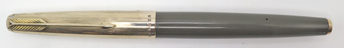 ITEM #6825R: PARKER 61 FOUNTAIN PEN IN GREY. GOLD FILLED TRIM. CAPILLARY FILLING SYSTEM. DOUBLE JEWEL.